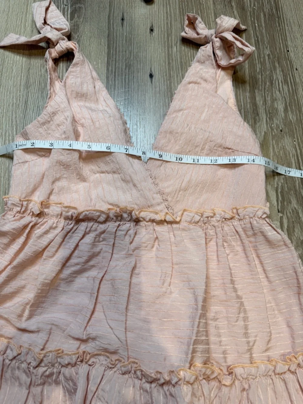 Anthropologie If By Sea Tie Strap Tiered Mini Dress Blush Pink Size S Coquette - Picture 5 of 6